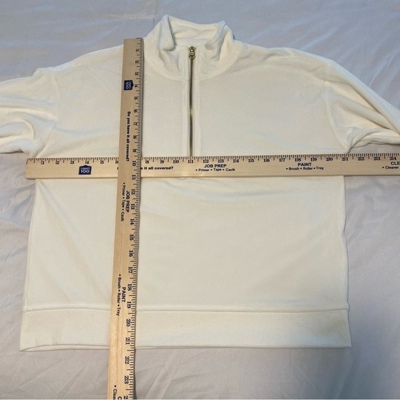 NWOT  Avia Velour Ivory White 1/4 Zip Cropped Pullover Jacket Size XS Oversize - Picture 8 of 9